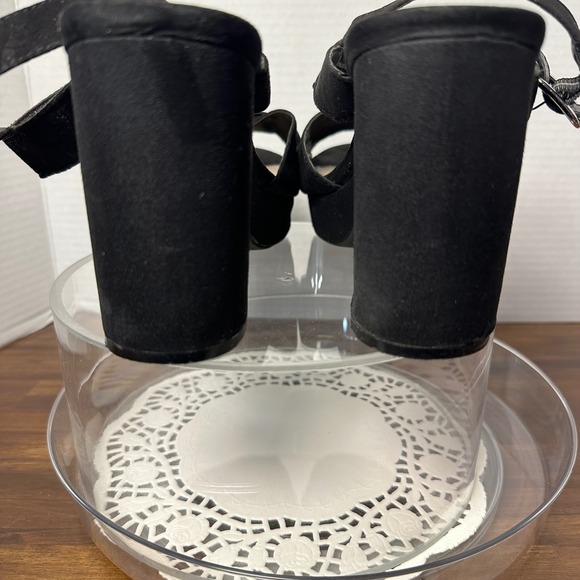 Mossimo Supply Co Black Faux Suede Platform Block Heel Crisscross Sandals - Picture 7 of 10